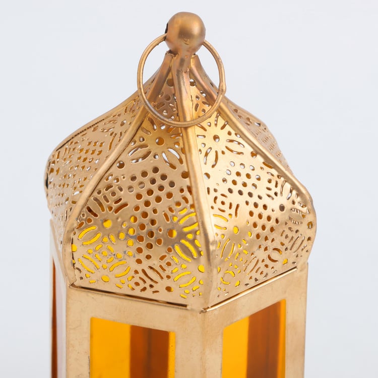 Salsa Glass and Metal Moroccan Hanging Lantern