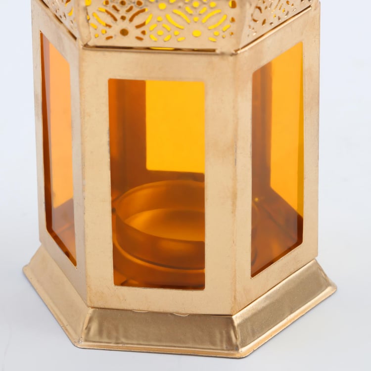 Salsa Glass and Metal Moroccan Hanging Lantern