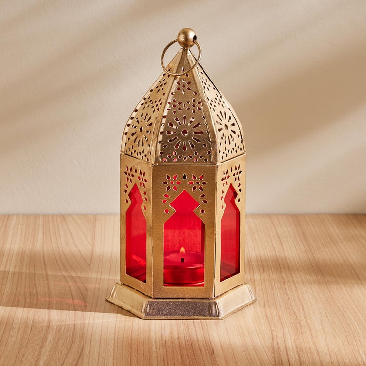 Salsa Glass & Metal Moroccan Hanging Lantern