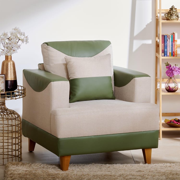 Calvin Fabric 1-Seater Sofa - Beige and Green