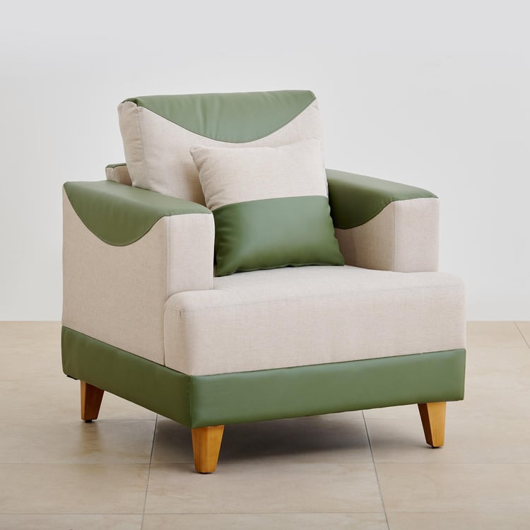 Calvin Fabric 1-Seater Sofa - Beige and Green