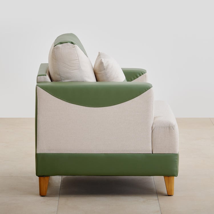 Calvin Fabric 1-Seater Sofa - Beige and Green