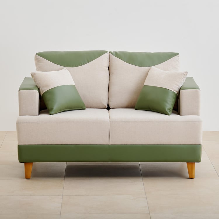 Calvin Fabric 2-Seater Sofa - Beige and Green