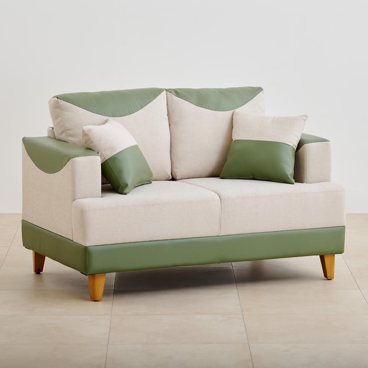 Calvin Fabric 2-Seater Sofa - Beige and Green