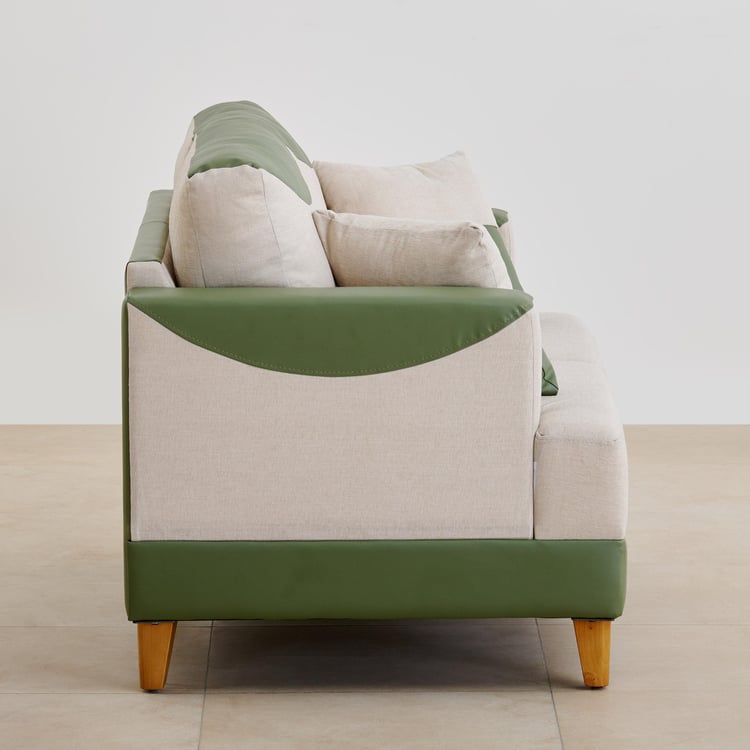 Calvin Fabric 2-Seater Sofa - Beige and Green