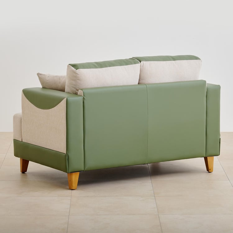 Calvin Fabric 2-Seater Sofa - Beige and Green