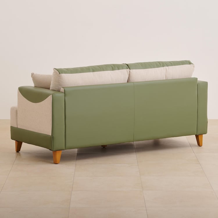 Calvin Fabric 3-Seater Sofa - Beige and Green