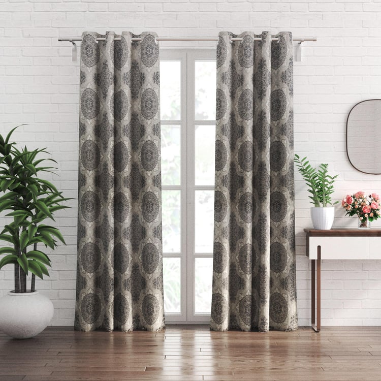 Sketch Set of 2 Jacquard Light Filtering Door Curtains