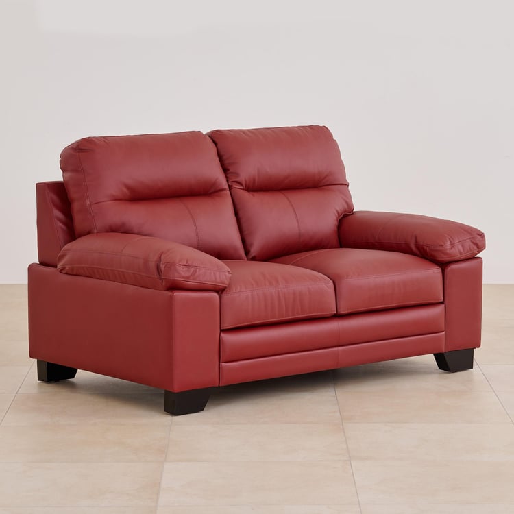 Winchester Half Leather 2-Seater Sofa - Burgundy