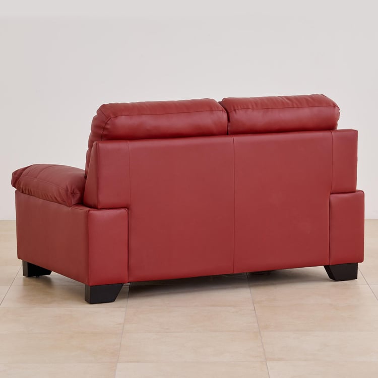 Winchester Half Leather 2-Seater Sofa - Burgundy