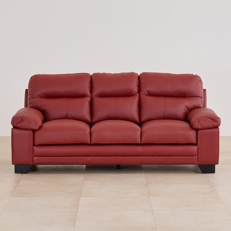 Winchester Half Leather 3-Seater Sofa - Burgundy