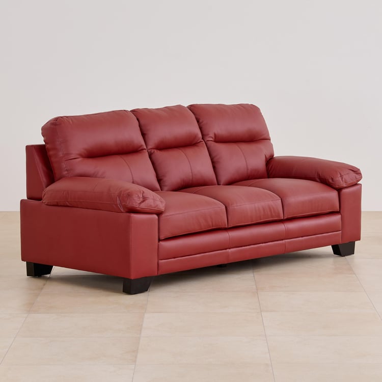 Winchester Half Leather 3-Seater Sofa - Burgundy