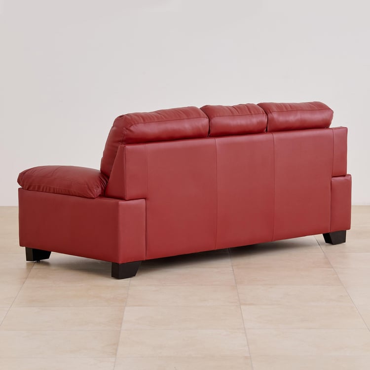 Winchester Half Leather 3-Seater Sofa - Burgundy