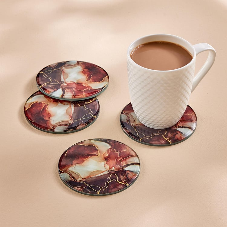 Breccia Set of 4 Glass Printed Coasters
