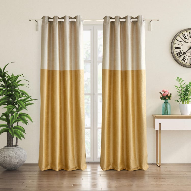 Contempo Set of 2 Colourblocked Room Darkening Door Curtains