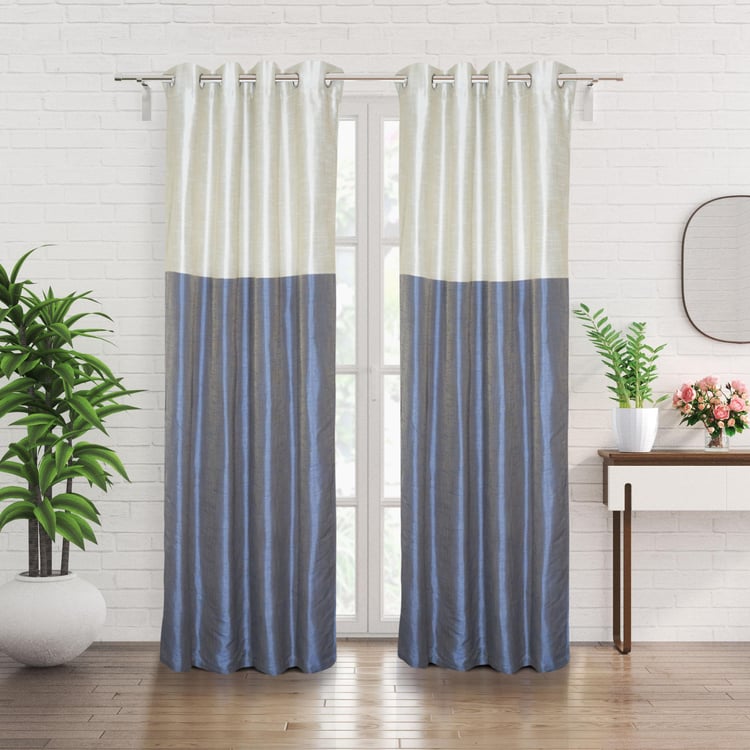 Contempo Set of 2 Colourblocked Room Darkening Door Curtains