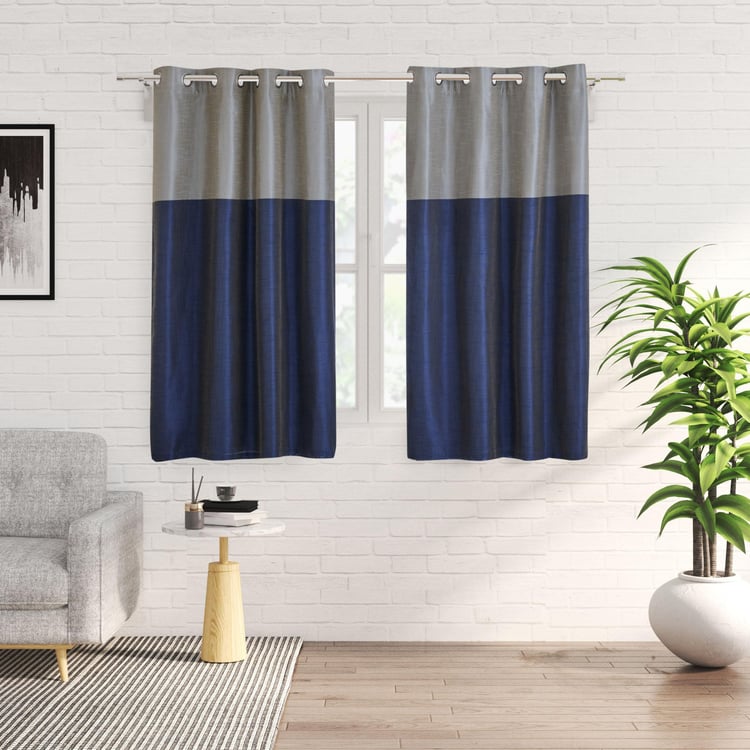 Contempo Set of 2 Colourblock Room Darkening Window Curtains