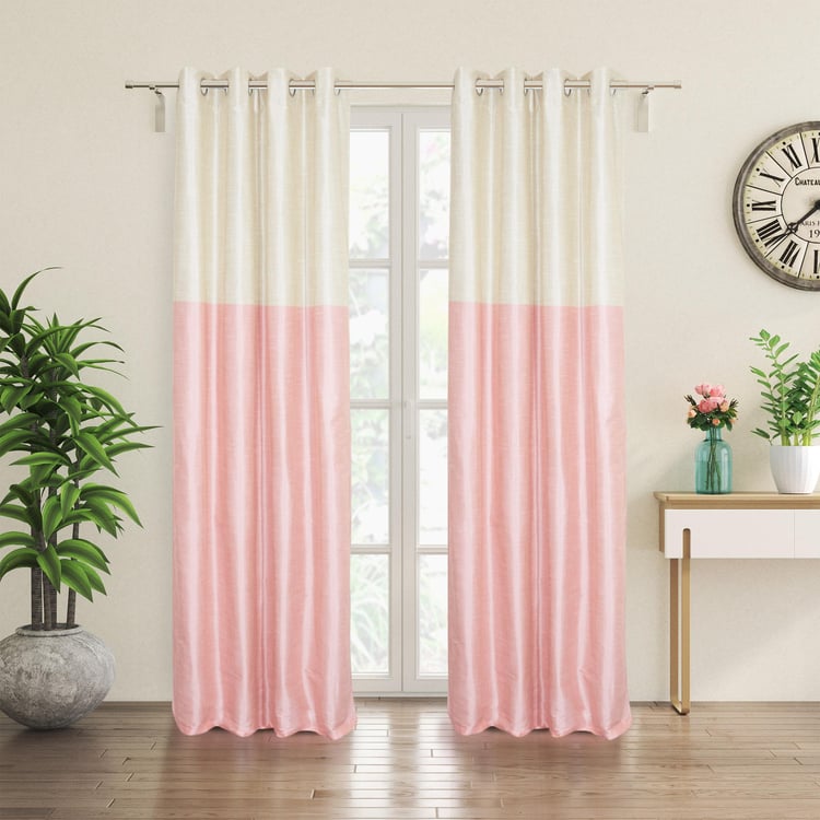 Contempo Set of 2 Colourblocked Room Darkening Door Curtains