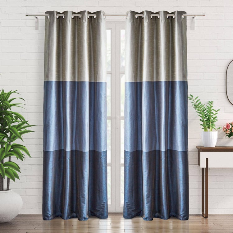 Contempo Set of 2 Colourblocked Room Darkening Door Curtains