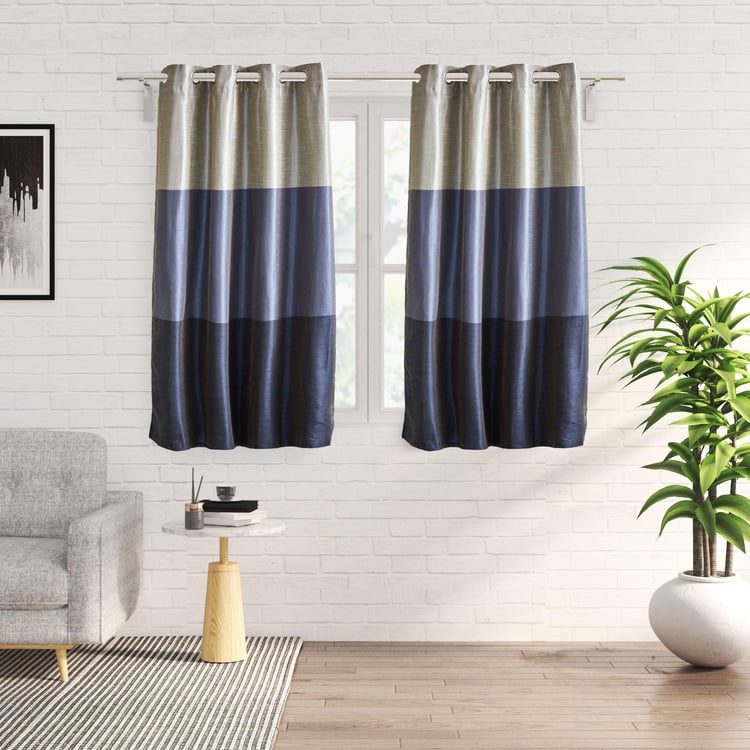 Contempo Set of 2 Colourblocked Room Darkening Window Curtains