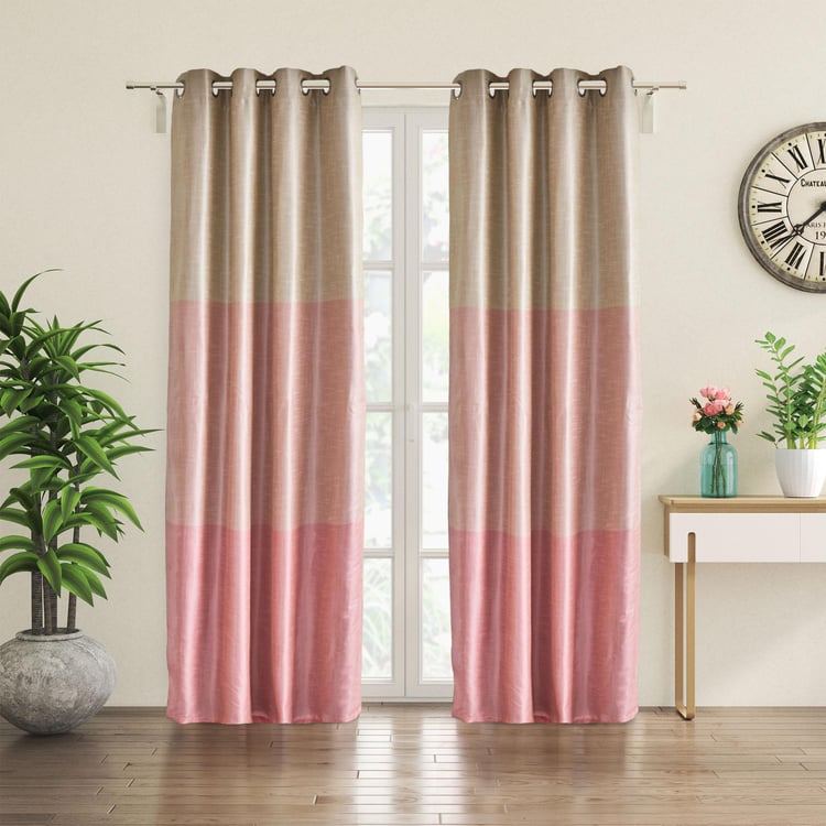 Contempo Set of 2 Colourblock Room Darkening Door Curtains