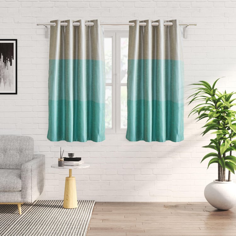 Contempo Set of 2 Colourblocked Room Darkening Window Curtains