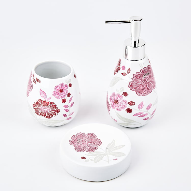 Petrichor Finch 3Pcs Floral Print Ceramic Bathroom Set