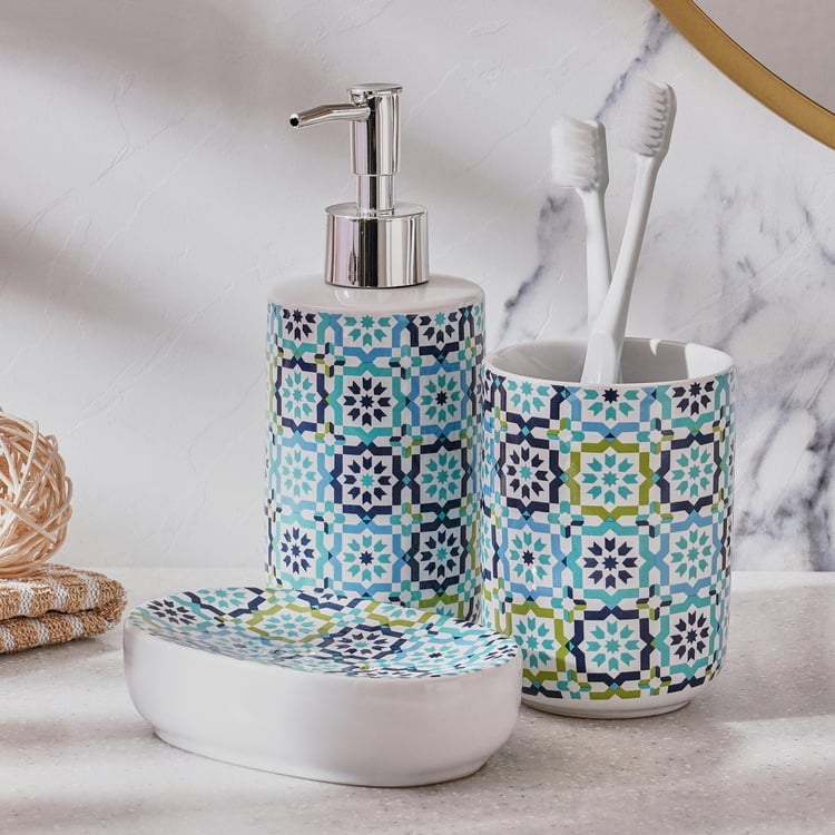 Petrichor Omega 3Pcs Printed Ceramic Bathroom Set