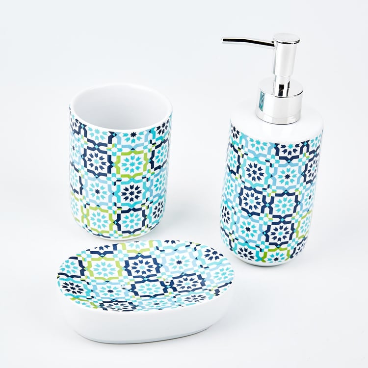 Petrichor Omega 3Pcs Printed Ceramic Bathroom Set