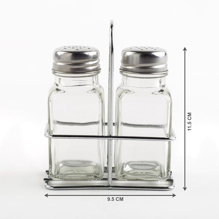 Pacific Blithe Set of 2 Glass Spice Jars with Stand - 80ml