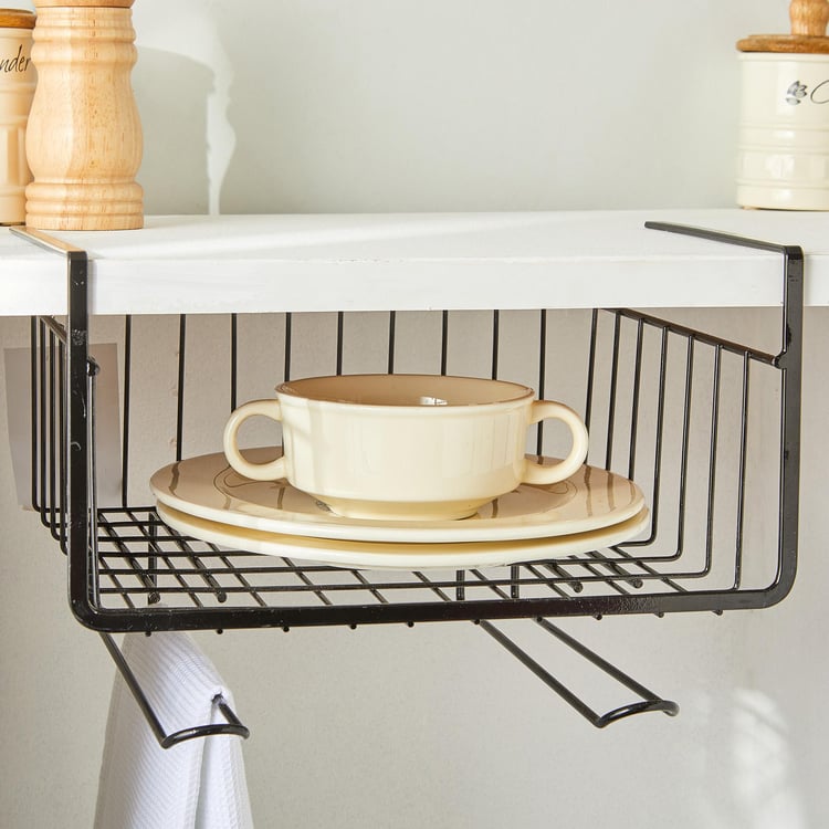 Chef Special Metal Under Shelf Basket with Mug Hooks