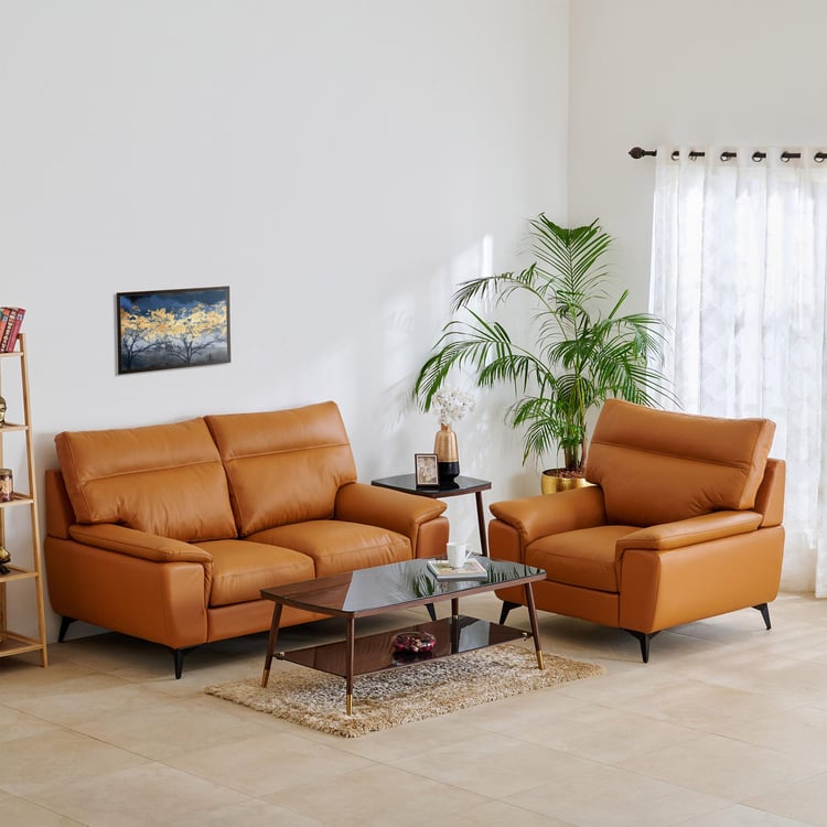 Aprilla NXT Half Leather 2+1 Seater Sofa Set - Tan