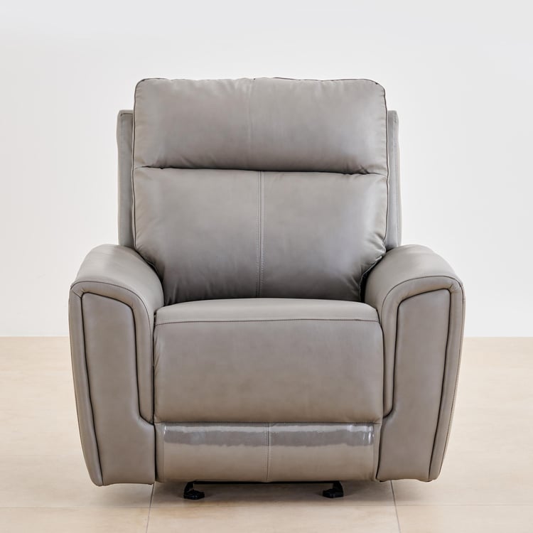 Eddison Half Leather 3+2+1 Seater Recliner Set - Grey