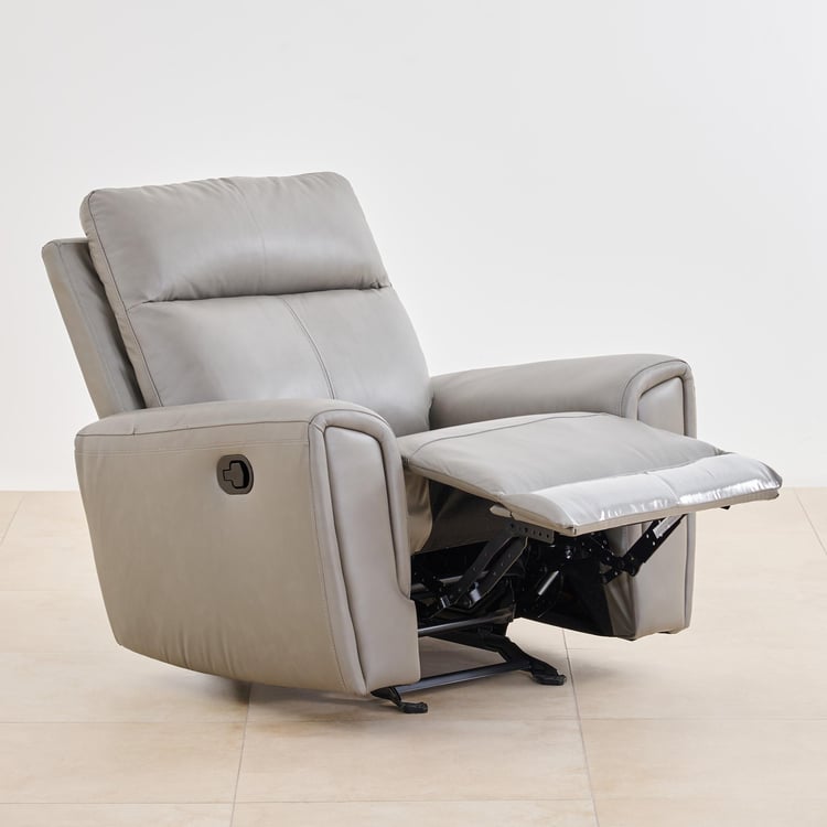 Eddison Half Leather 3+2+1 Seater Recliner Set - Grey