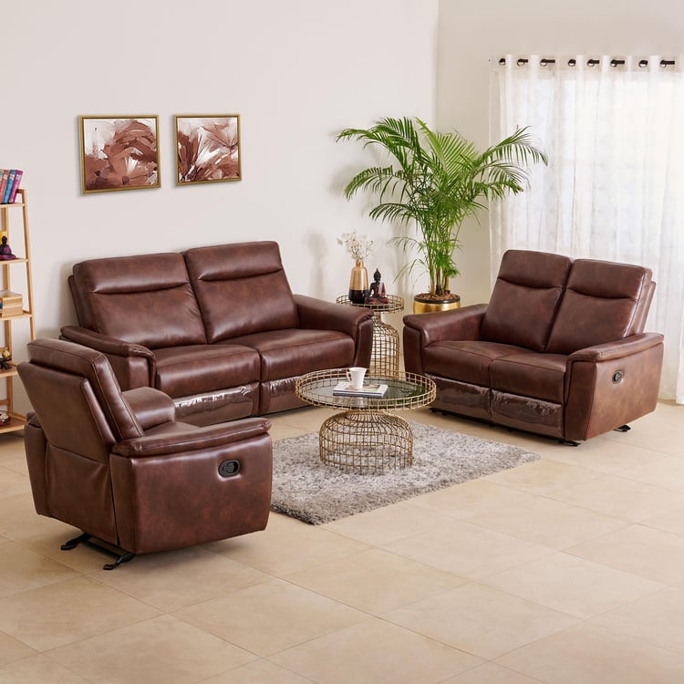 Darwin Faux Leather 3+2+1 Seater Recliner Set - Brown