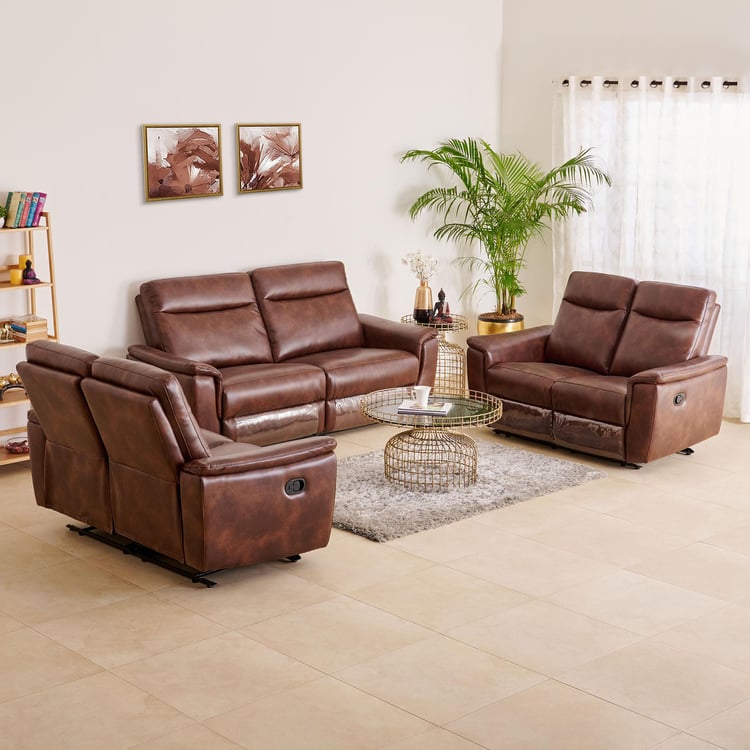 Buy Darwin Faux Leather 322 Seater Recliner Set Brown From Home Centre At Just Inr 3666560 9165