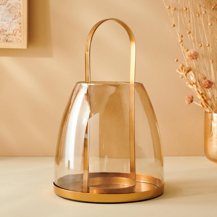 Selena Glass and Iron Lantern with Handle