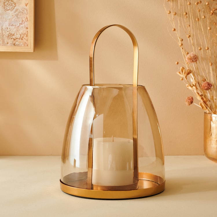 Selena Glass and Iron Lantern with Handle