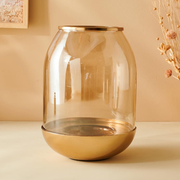 Selena Everlyn Metal & Glass Hurricane Candle Holder