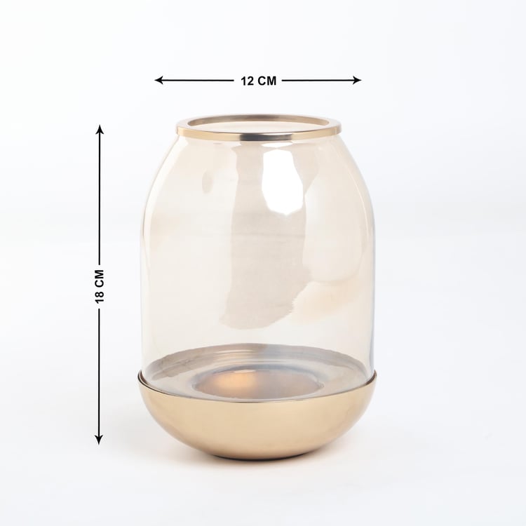 Selena Everlyn Metal & Glass Hurricane Candle Holder