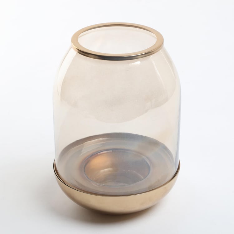 Selena Everlyn Metal & Glass Hurricane Candle Holder