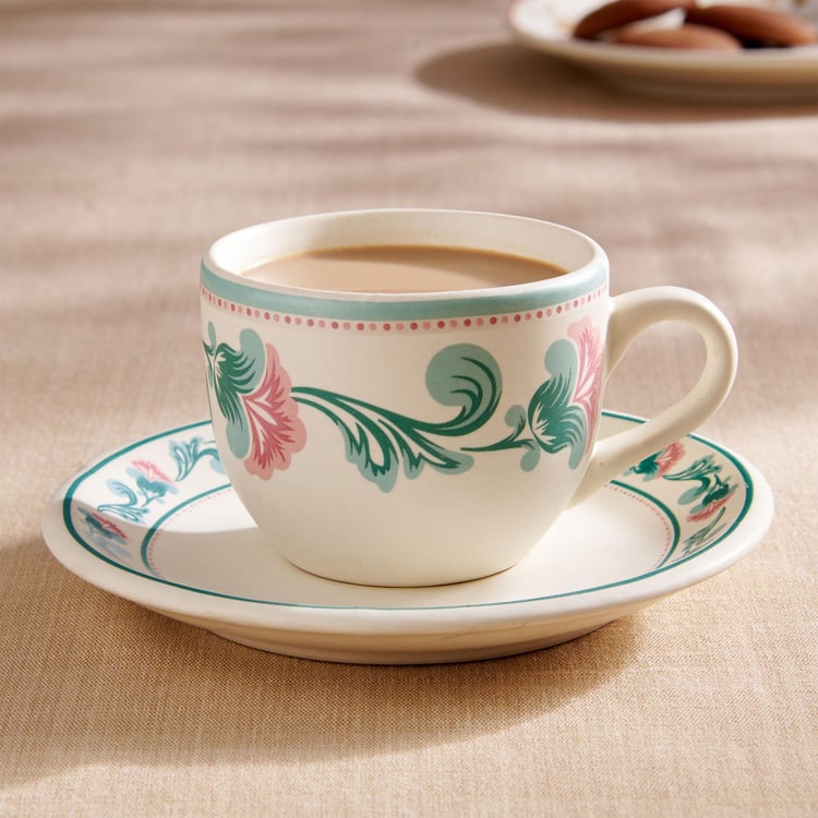 Corsica Mohar Stoneware Printed Cup and Saucer - 180ml