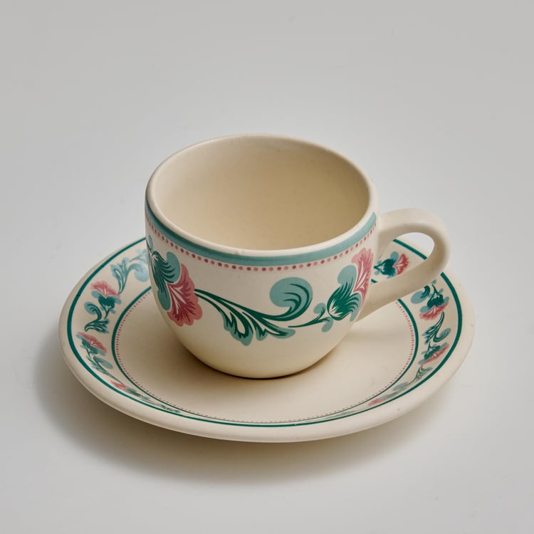 Corsica Mohar Stoneware Printed Cup and Saucer - 180ml