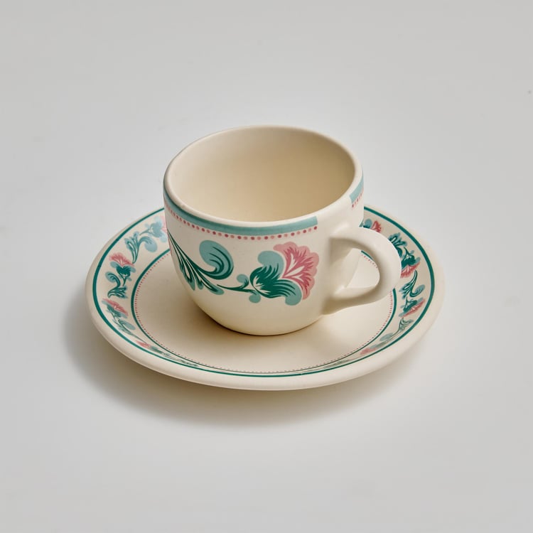 Corsica Mohar Stoneware Printed Cup and Saucer - 180ml