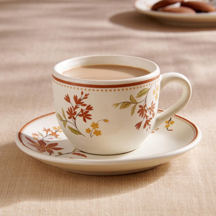 Corsica Mohar Stoneware Printed Cup and Saucer - 180ml