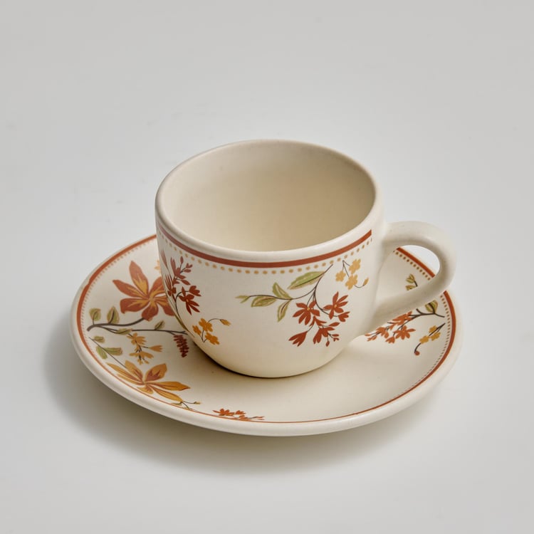 Corsica Mohar Stoneware Printed Cup and Saucer - 180ml