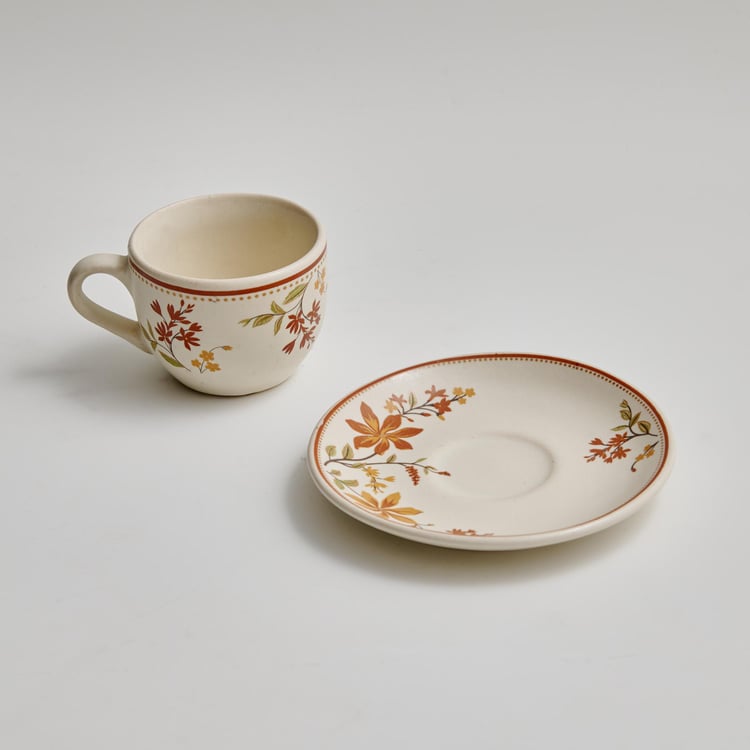 Corsica Mohar Stoneware Printed Cup and Saucer - 180ml