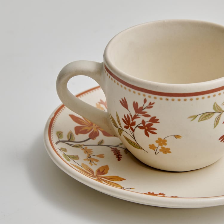 Corsica Mohar Stoneware Printed Cup and Saucer - 180ml