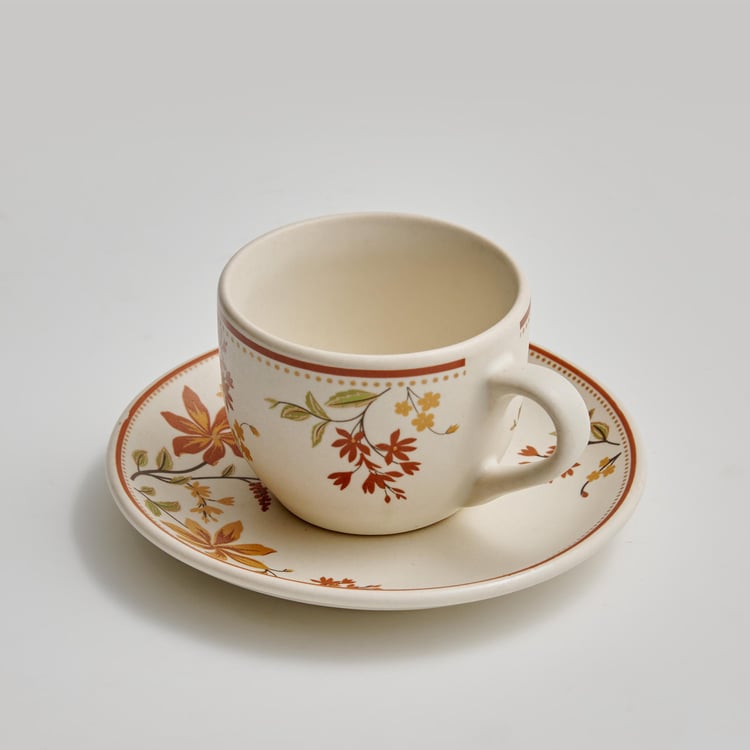 Corsica Mohar Stoneware Printed Cup and Saucer - 180ml