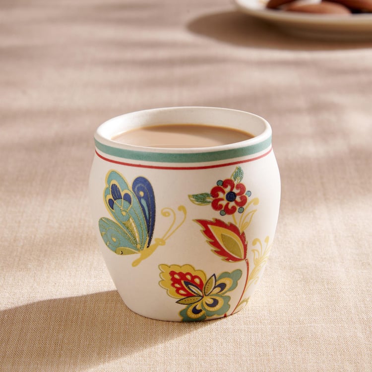 Corsica Mohar Stoneware Printed Kulhad - 180ml